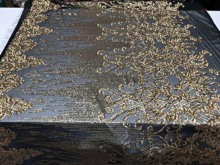 Gold Luxury Design 4 Way Stretch Sequin Fabric By The YardICE FABRICSICE FABRICSGold Luxury Design 4 Way Stretch Sequin Fabric By The Yard ICE FABRICS