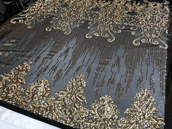Gold Luxury Design 4 Way Stretch Sequin Fabric By The YardICE FABRICSICE FABRICSGold Luxury Design 4 Way Stretch Sequin Fabric By The Yard ICE FABRICS
