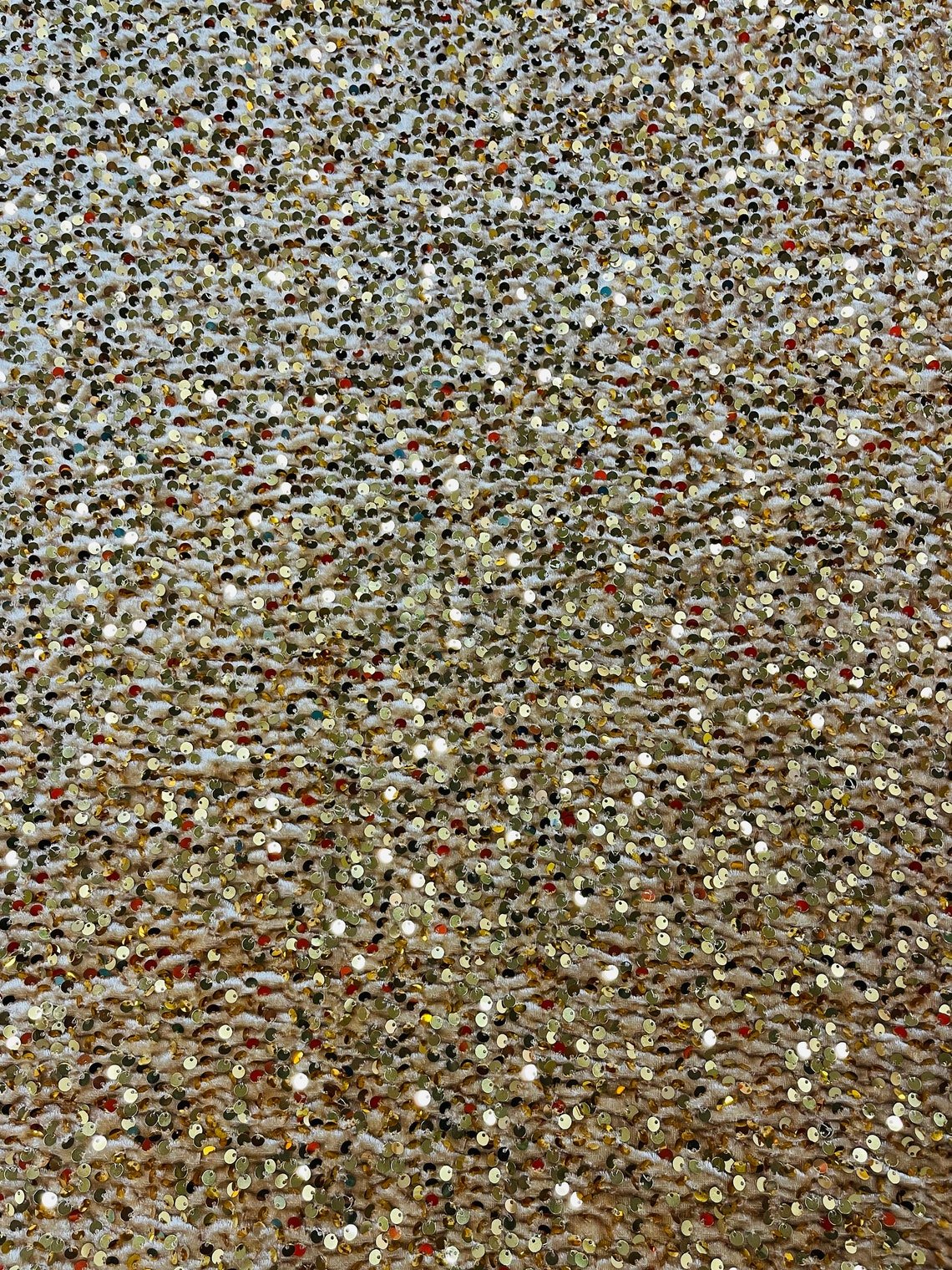 Gold sequin Fabric on Light Gold stretch velvet fabricGold Sequin FabricICE FABRICSICE FABRICSBy The YardGold sequin Fabric on Light Gold stretch velvet fabric ICE FABRICS