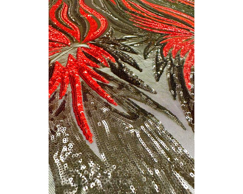 Gorgeous Stretch Mesh Sequin FabricICE FABRICSICE FABRICSRed BlackGorgeous Stretch Mesh Sequin Fabric ICE FABRICS Red Black