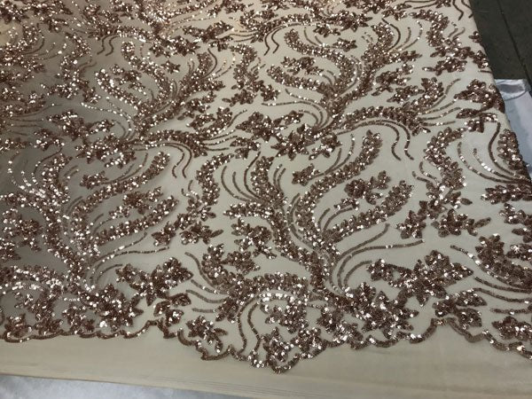 Graceful Designed Champagne Embroidered Sequin 4 Way Stretch Fabric For Night-gowns, Customs SkirtsICE FABRICSICE FABRICSGraceful Designed Champagne Embroidered Sequin 4 Way Stretch Fabric For Night-gowns, Customs Skirts ICE FABRICS