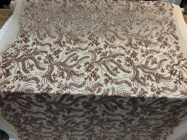 Graceful Designed Champagne Embroidered Sequin 4 Way Stretch Fabric For Night-gowns, Customs SkirtsICE FABRICSICE FABRICSGraceful Designed Champagne Embroidered Sequin 4 Way Stretch Fabric For Night-gowns, Customs Skirts ICE FABRICS