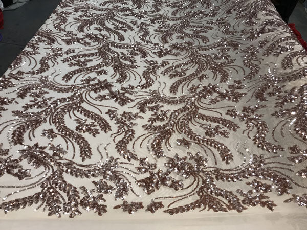Graceful Designed Champagne Embroidered Sequin 4 Way Stretch Fabric For Night-gowns, Customs SkirtsICE FABRICSICE FABRICSGraceful Designed Champagne Embroidered Sequin 4 Way Stretch Fabric For Night-gowns, Customs Skirts ICE FABRICS
