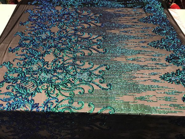 Green Luxury Design 4 Way Stretch Sequin Fabric By The YardICE FABRICSICE FABRICSGreen Luxury Design 4 Way Stretch Sequin Fabric By The Yard ICE FABRICS