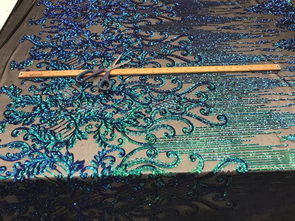 Green Luxury Design 4 Way Stretch Sequin Fabric By The YardICE FABRICSICE FABRICSGreen Luxury Design 4 Way Stretch Sequin Fabric By The Yard ICE FABRICS