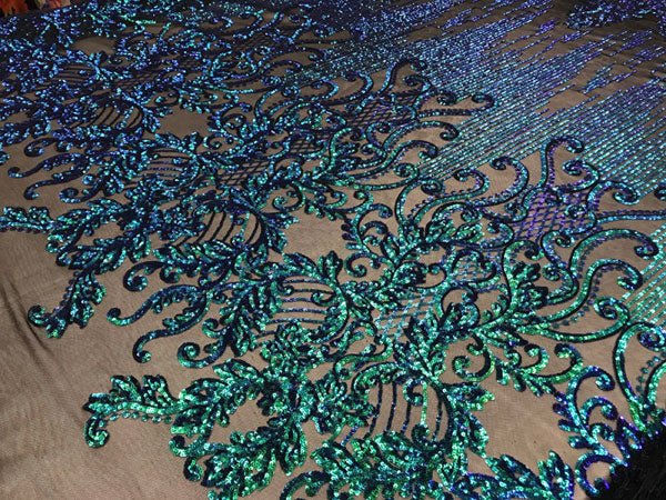 Green Luxury Design 4 Way Stretch Sequin Fabric By The YardICE FABRICSICE FABRICSGreen Luxury Design 4 Way Stretch Sequin Fabric By The Yard ICE FABRICS