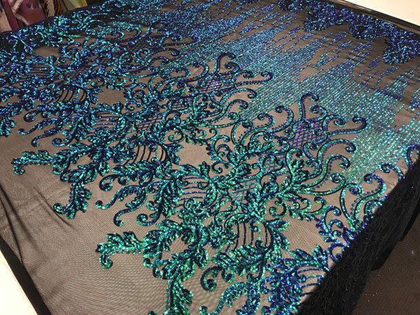 Green Luxury Design 4 Way Stretch Sequin Fabric By The YardICE FABRICSICE FABRICSGreen Luxury Design 4 Way Stretch Sequin Fabric By The Yard ICE FABRICS