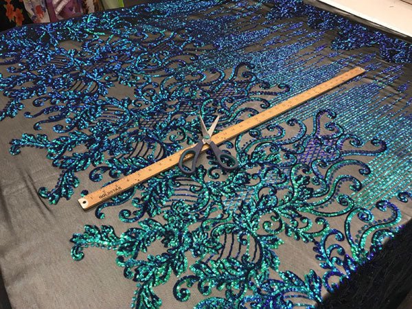 Green Luxury Design 4 Way Stretch Sequin Fabric By The YardICE FABRICSICE FABRICSGreen Luxury Design 4 Way Stretch Sequin Fabric By The Yard ICE FABRICS
