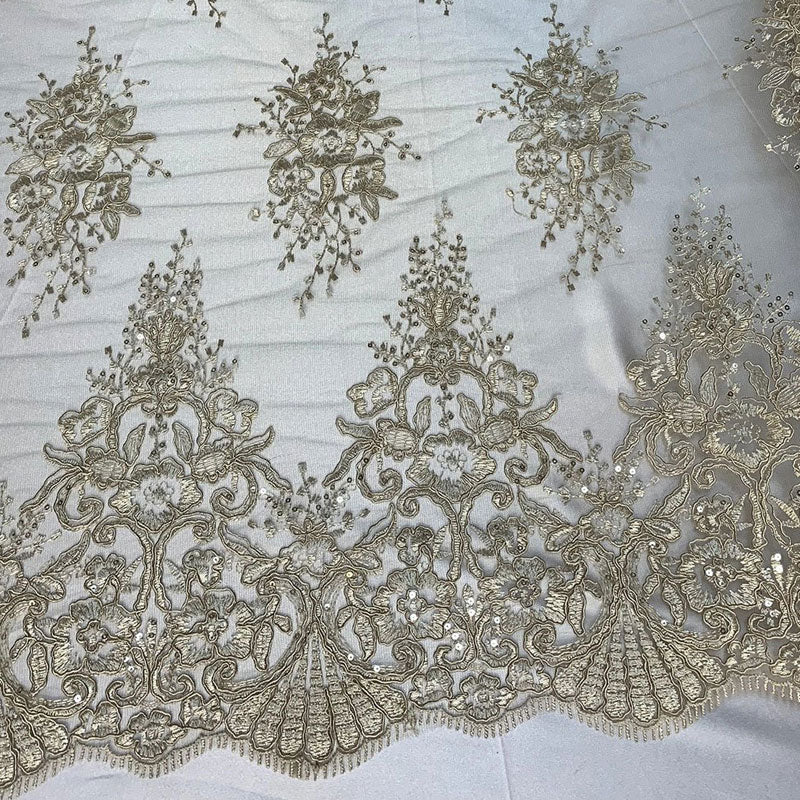 Hand Made Mesh Floral Lace Embroidery Fabric By The YardICEFABRICICE FABRICSDusty Rose/PinkHand Made Mesh Floral Lace Embroidery Fabric By The Yard ICEFABRIC Champagne