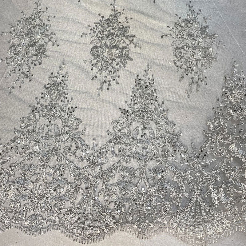 Hand Made Mesh Floral Lace Embroidery Fabric By The YardICEFABRICICE FABRICSLilacHand Made Mesh Floral Lace Embroidery Fabric By The Yard ICEFABRIC White
