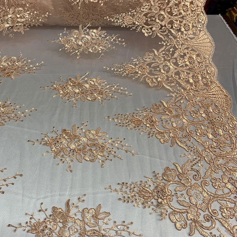 Hand Made Mesh Floral Lace Embroidery Fabric By The YardICEFABRICICE FABRICSRoyal BlueHand Made Mesh Floral Lace Embroidery Fabric By The Yard ICEFABRIC Peach/Blush