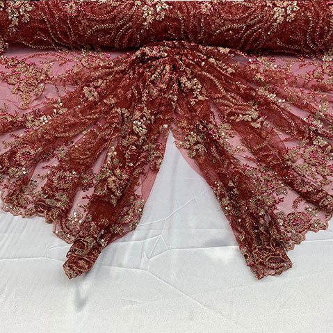 Handmade Floral Luxury Flowers Sequins Beaded Mesh LaceICE FABRICSICE FABRICSPlum/PurpleHandmade Floral Luxury Flowers Sequins Beaded Mesh Lace ICE FABRICS Burgundy