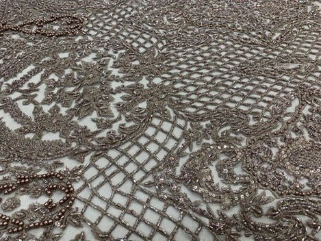High-Quality Handmade Feathers Mesh Lace FabricICEFABRICICE FABRICSDusty RoseHigh-Quality Handmade Feathers Mesh Lace Fabric ICEFABRIC Light Gold