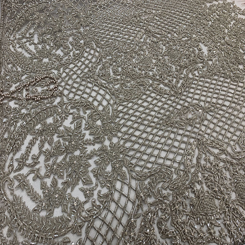 High-Quality Handmade Feathers Mesh Lace FabricICEFABRICICE FABRICSDusty RoseHigh-Quality Handmade Feathers Mesh Lace Fabric ICEFABRIC Light Gold