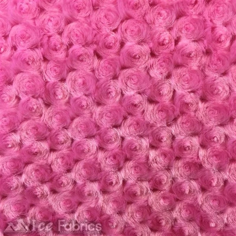 Hot Pink Minky Rose Rosebud Fabric Blanket FabricICE FABRICSICE FABRICSBy The Yard (60" Wide)Hot Pink Minky Rose Rosebud Fabric Blanket Fabric ICE FABRICS