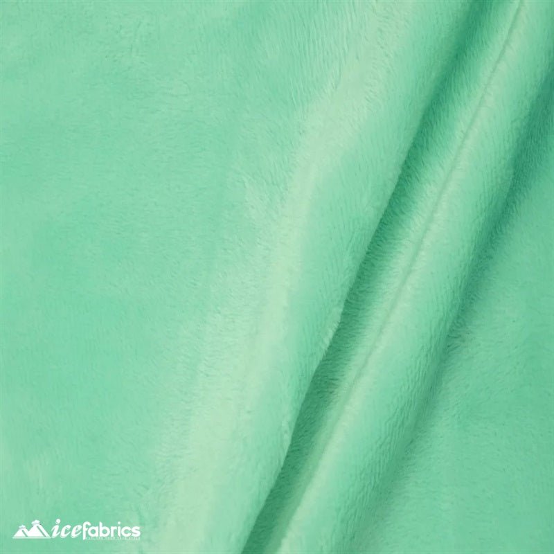 Icy Mint Minky Solid 3mm Pile Blanket FabricICE FABRICSICE FABRICSBy The Yard (60 inches Wide)Icy Mint Minky Solid 3mm Pile Blanket Fabric ICE FABRICS
