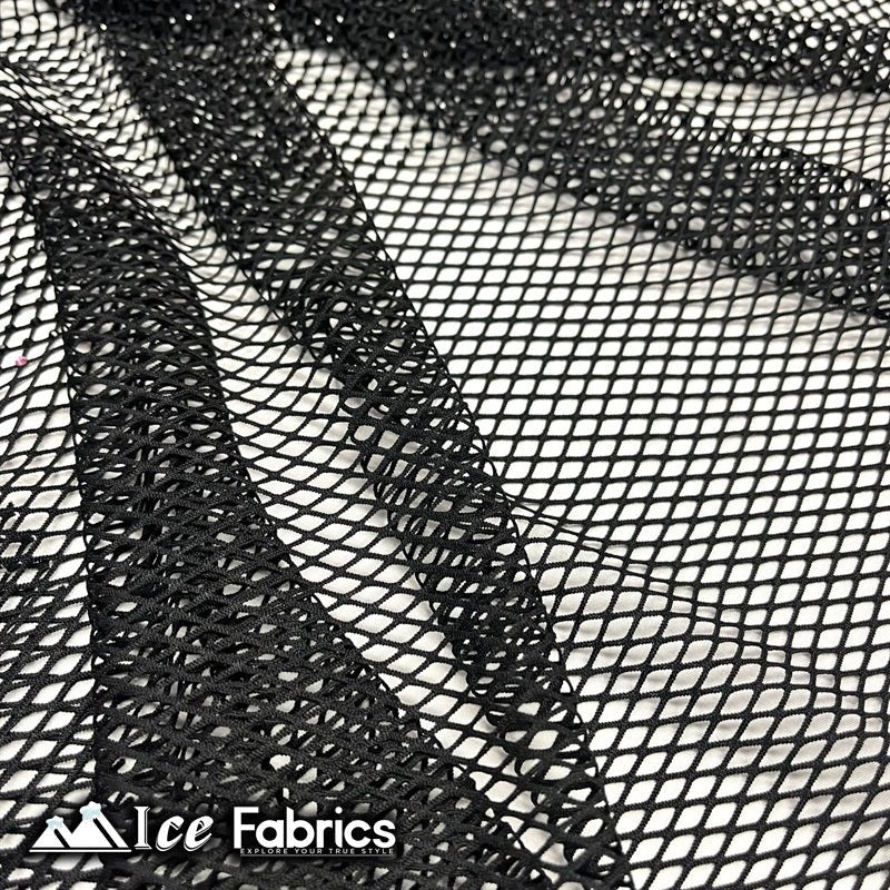 Iridescent Crystal Beaded 4 Way Stretch Fabric FishnetICE FABRICSICE FABRICSBlackIridescent Crystal Beaded 4 Way Stretch Fabric Fishnet ICE FABRICS Black