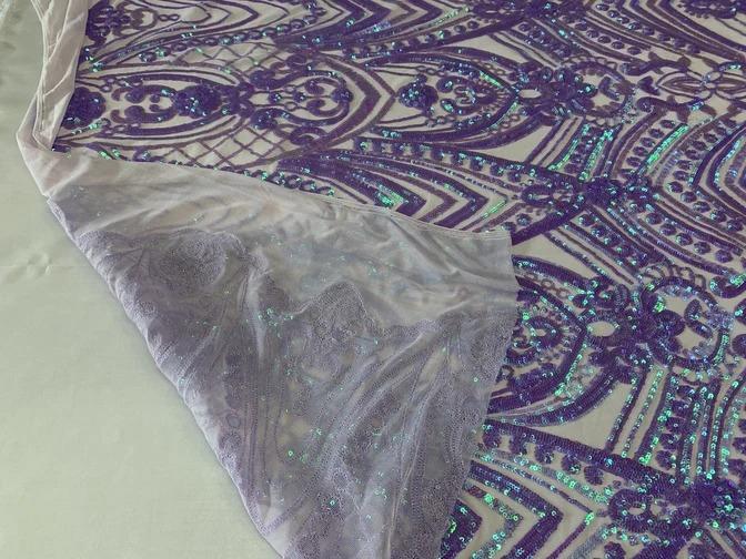 Iridescent French 4 Way Stretch Sequins On Spandex Mesh Fabric By The YardICEFABRICICE FABRICSLilac On Lalic MeshIridescent French 4 Way Stretch Sequins On Spandex Mesh Fabric By The Yard ICEFABRIC Lilac On Lalic Mesh