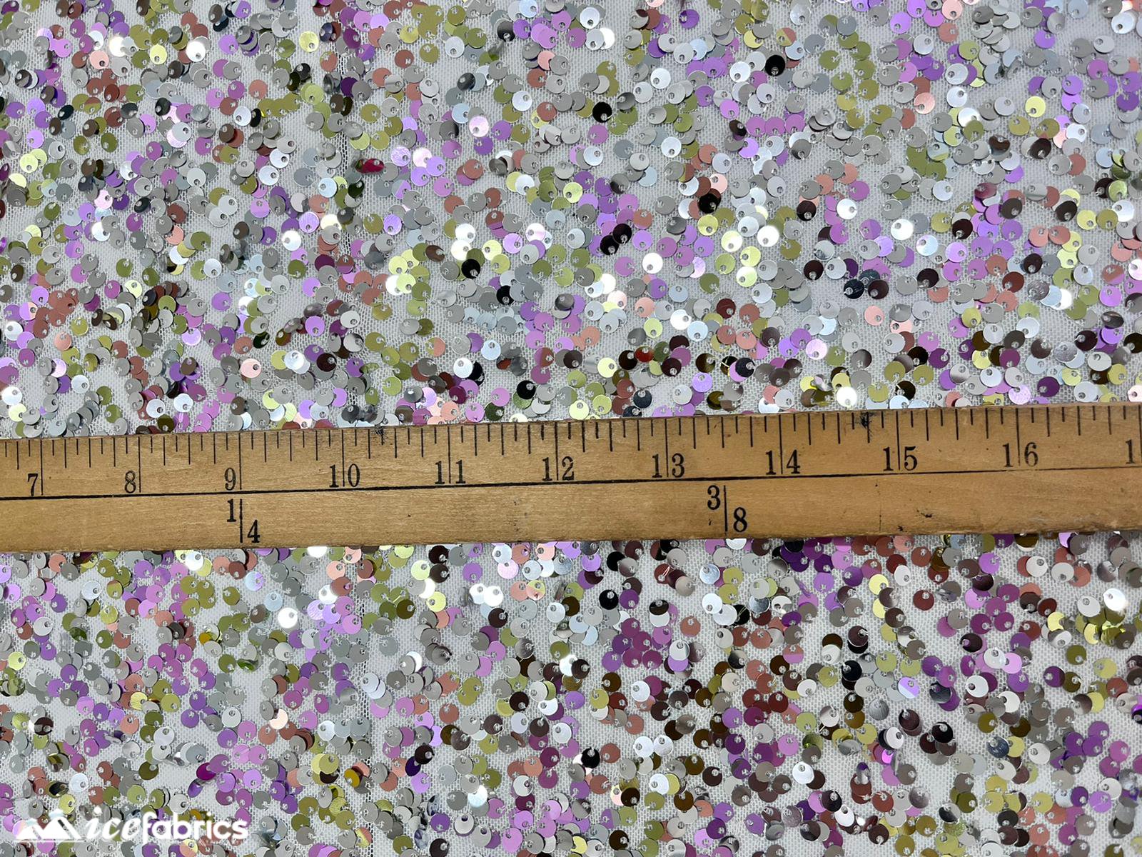 Iridescent Lavender Green 3 Tone 4 Way Stretch Sequin Fabric on White MeshICE FABRICSICE FABRICSBy The Yard (58" Wide)Iridescent Lavender Green 3 Tone 4 Way Stretch Sequin Fabric on White Mesh ICE FABRICS