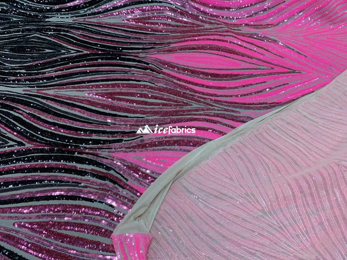 Iridescent Neon Pink Embroider 4 Way Stretch Sequins Fabric By The YardICEFABRICICE FABRICSIridescent Neon Pink Embroider 4 Way Stretch Sequins Fabric By The Yard ICEFABRIC