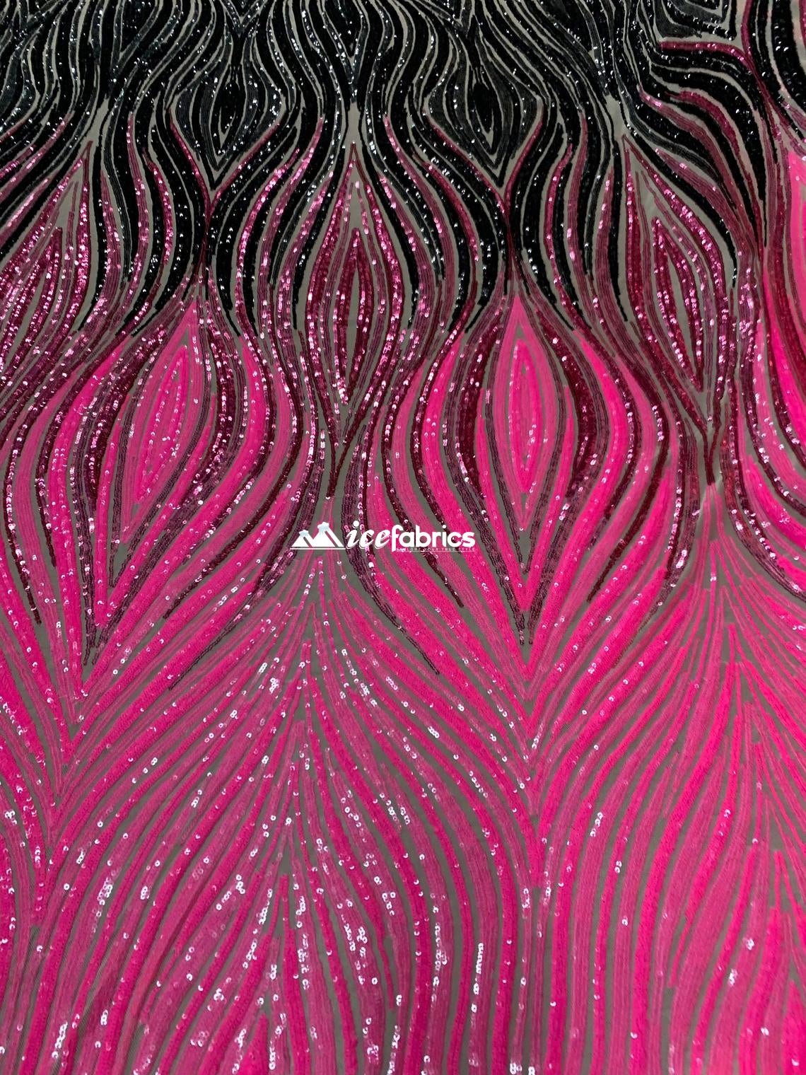 Iridescent Neon Pink Embroider 4 Way Stretch Sequins Fabric By The YardICEFABRICICE FABRICSIridescent Neon Pink Embroider 4 Way Stretch Sequins Fabric By The Yard ICEFABRIC
