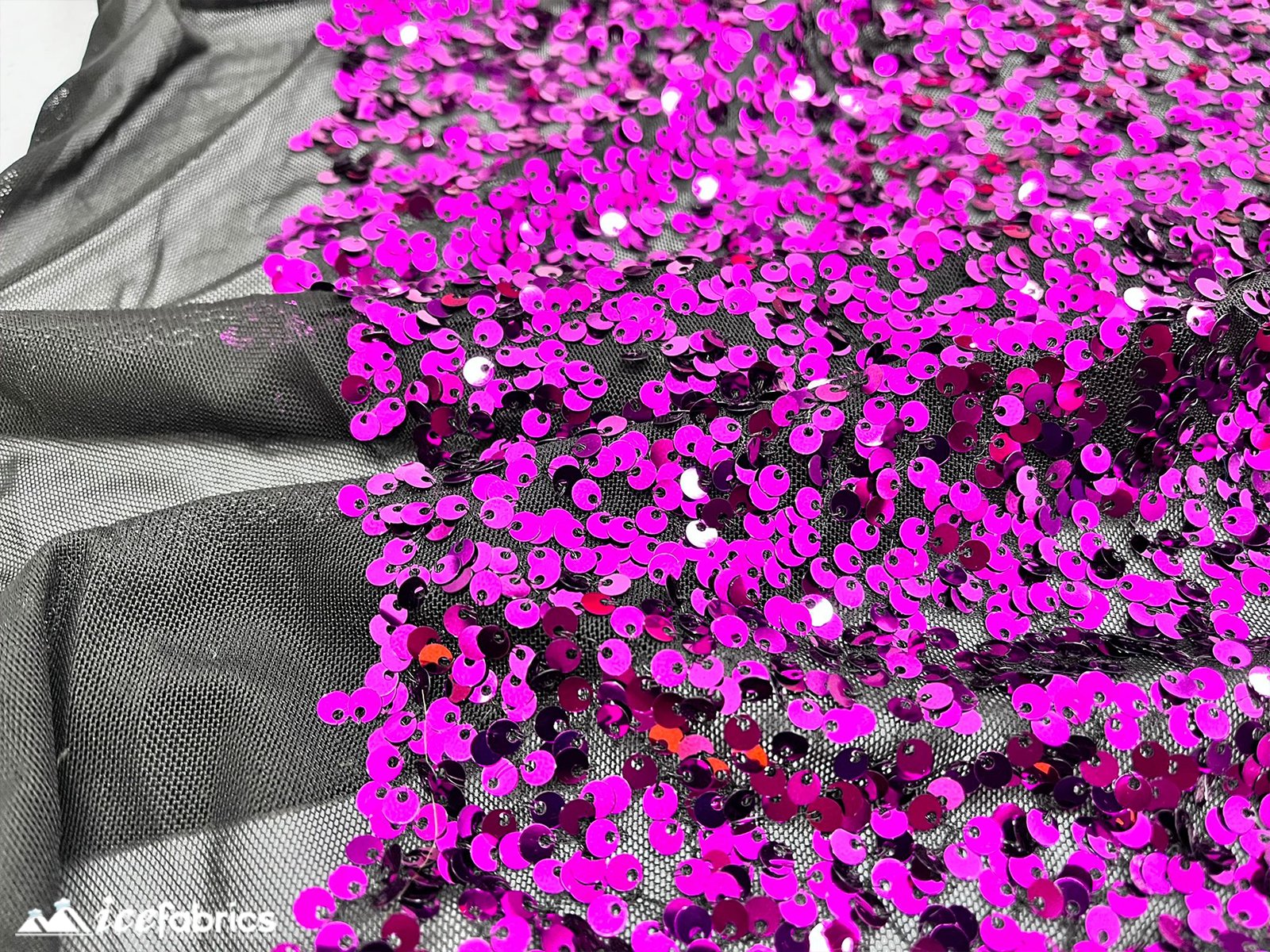 Iridescent Purple Silver 3 Tone 4 Way Stretch Sequin Fabric on Black Mesh LaceICE FABRICSICE FABRICSBy The Yard (58" Wide)Iridescent Purple Silver 3 Tone 4 Way Stretch Sequin Fabric on Black Mesh Lace ICE FABRICS