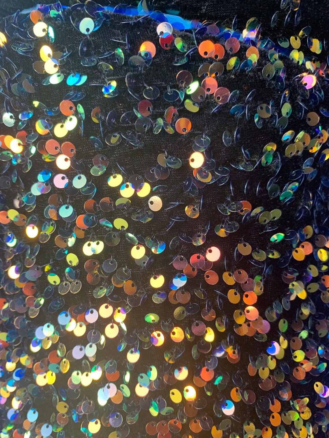 Iridescent Rainbow Mermaid Sequin on Black Stretch Velvet Spandex FabricICE FABRICSICE FABRICSPer YardIridescent Rainbow Mermaid Sequin on Black Stretch Velvet Spandex Fabric ICE FABRICS