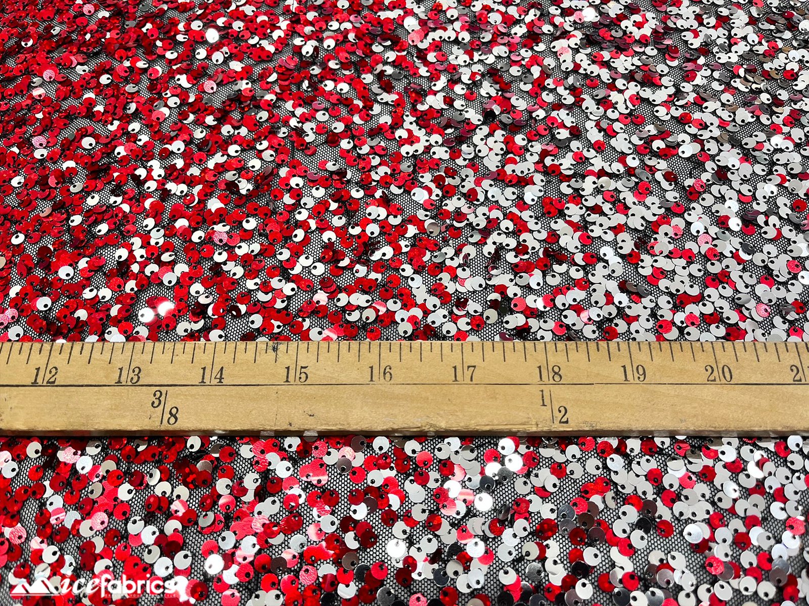 Iridescent Red Silver 3 Tone 4 Way Stretch Sequin Fabric on Black Mesh LaceICE FABRICSICE FABRICSBy The Yard (58" Wide)Iridescent Red Silver 3 Tone 4 Way Stretch Sequin Fabric on Black Mesh Lace ICE FABRICS