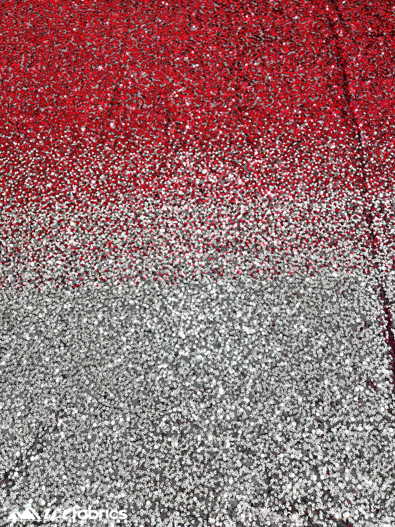 Iridescent Red Silver 3 Tone 4 Way Stretch Sequin Fabric on Black Mesh LaceICE FABRICSICE FABRICSBy The Yard (58" Wide)Iridescent Red Silver 3 Tone 4 Way Stretch Sequin Fabric on Black Mesh Lace ICE FABRICS