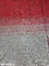 Iridescent Red Silver 3 Tone 4 Way Stretch Sequin Fabric on Black Mesh Lace