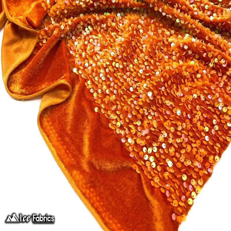 Iridescent Rust Emma Stretch Velvet Fabric with Embroidery SequinICE FABRICSICE FABRICSBy The Yard (58" Wide)2 Way StretchIridescent Rust Emma Stretch Velvet Fabric with Embroidery Sequin ICE FABRICS