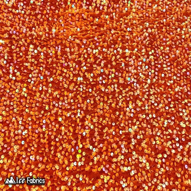 Iridescent Rust Emma Stretch Velvet Fabric with Embroidery SequinICE FABRICSICE FABRICSBy The Yard (58" Wide)2 Way StretchIridescent Rust Emma Stretch Velvet Fabric with Embroidery Sequin ICE FABRICS