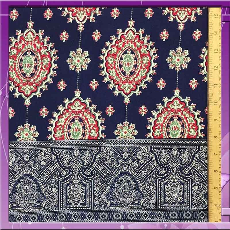 Japanese Double Border Design Navy Blue And Fuchsia Pink Rayon Challis FabricChallis FabricICEFABRICICE FABRICSJapanese Double Border Design Navy Blue And Fuchsia Pink Rayon Challis Fabric ICEFABRIC