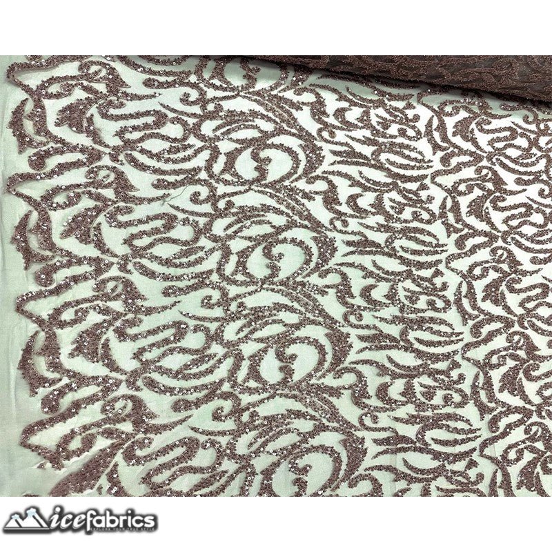 Jasmine Lace Embroidery Beaded Fabric with SequinICE FABRICSICE FABRICSJasmine Beaded Dusty RoseBy The Yard (54 inches Wide)Dusty RoseJasmine Lace Embroidery Beaded Fabric with Sequin ICE FABRICS Dusty Rose