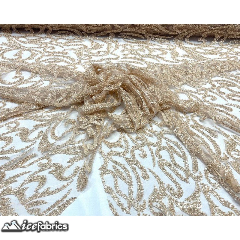 Jasmine Lace Embroidery Beaded Fabric with Sequin