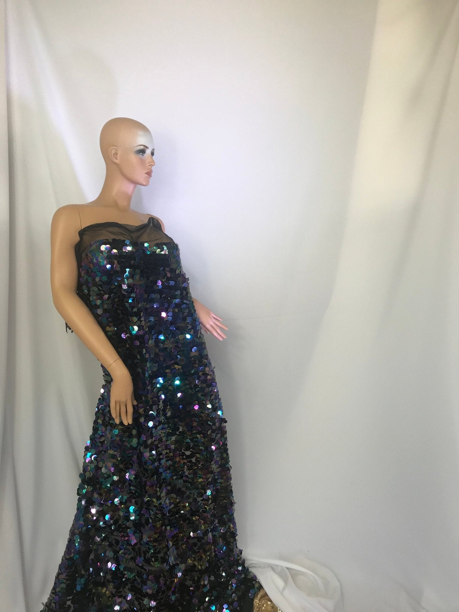 Jumbo Teardrop Sequins Fabric - 51" Wide Sold By The Yard DIY Dress Decor Costume Accessories CraftsICE FABRICSICE FABRICSBLACK MERMAIDJumbo Teardrop Sequins Fabric - 51" Wide Sold By The Yard DIY Dress Decor Costume Accessories Crafts ICE FABRICS BLACK MERMAID