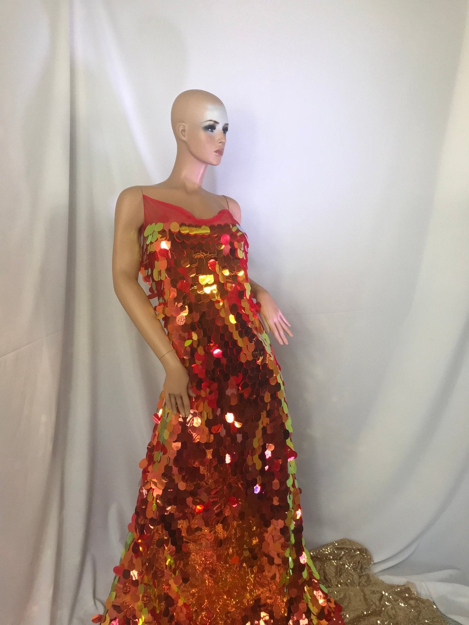 Jumbo Teardrop Sequins Fabric - 51" Wide Sold By The Yard DIY Dress Decor Costume Accessories CraftsICE FABRICSICE FABRICSIRIDESCENT ORANGEJumbo Teardrop Sequins Fabric - 51" Wide Sold By The Yard DIY Dress Decor Costume Accessories Crafts ICE FABRICS IRIDESCENT ORANGE