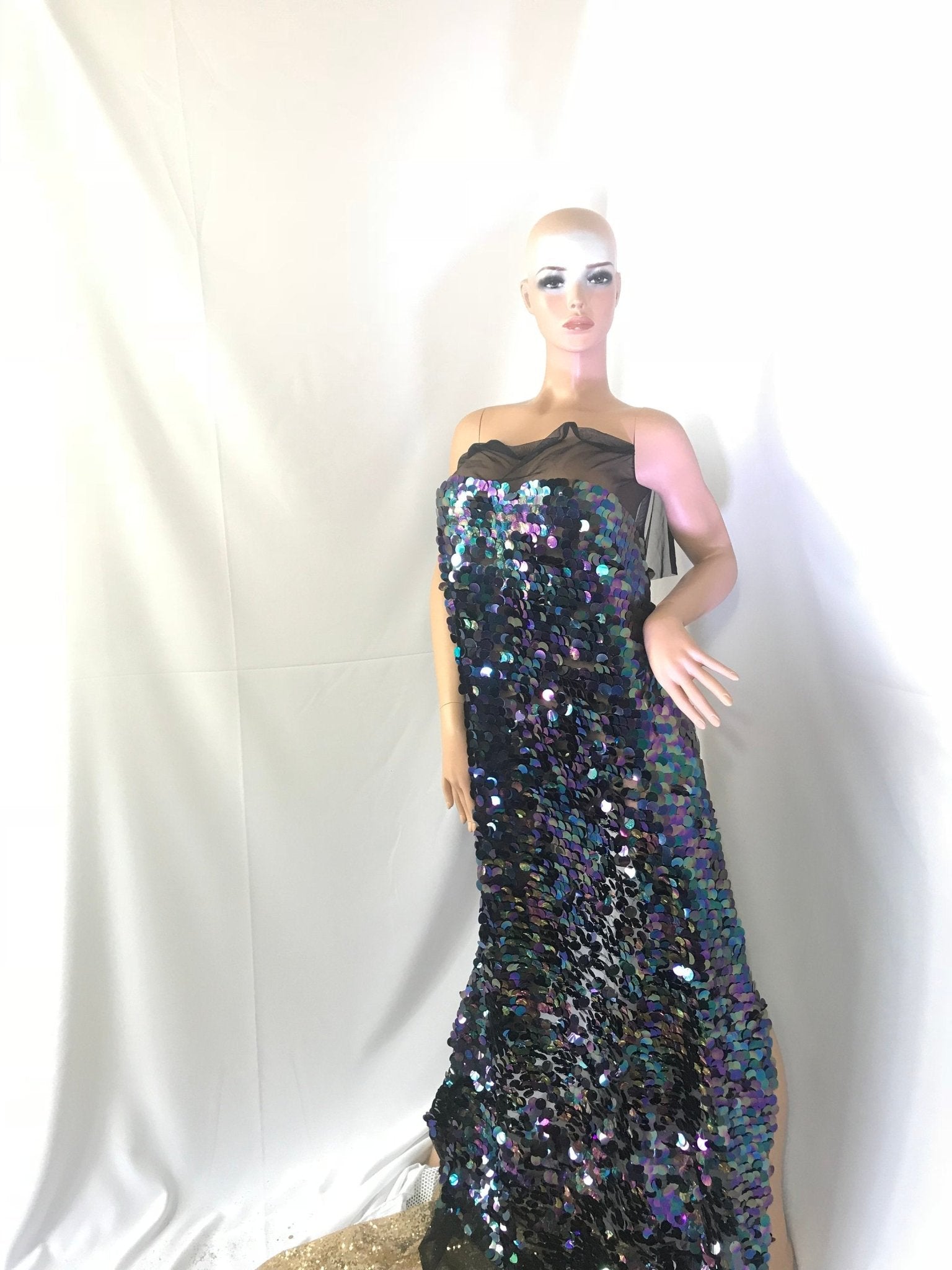 Jumbo Teardrop Sequins Fabric - 51" Wide Sold By The Yard DIY Dress Decor Costume Accessories CraftsICE FABRICSICE FABRICSBLACK MERMAIDJumbo Teardrop Sequins Fabric - 51" Wide Sold By The Yard DIY Dress Decor Costume Accessories Crafts ICE FABRICS BLACK MERMAID