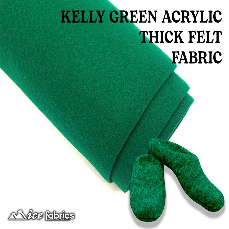 Kelly Green Acrylic Wholesale Felt Fabric 1.6mm ThickICE FABRICSICE FABRICSBy The Roll (72" Wide)Kelly Green Acrylic Wholesale Felt Fabric (20 Yards Bolt ) 1.6mm Thick ICE FABRICS