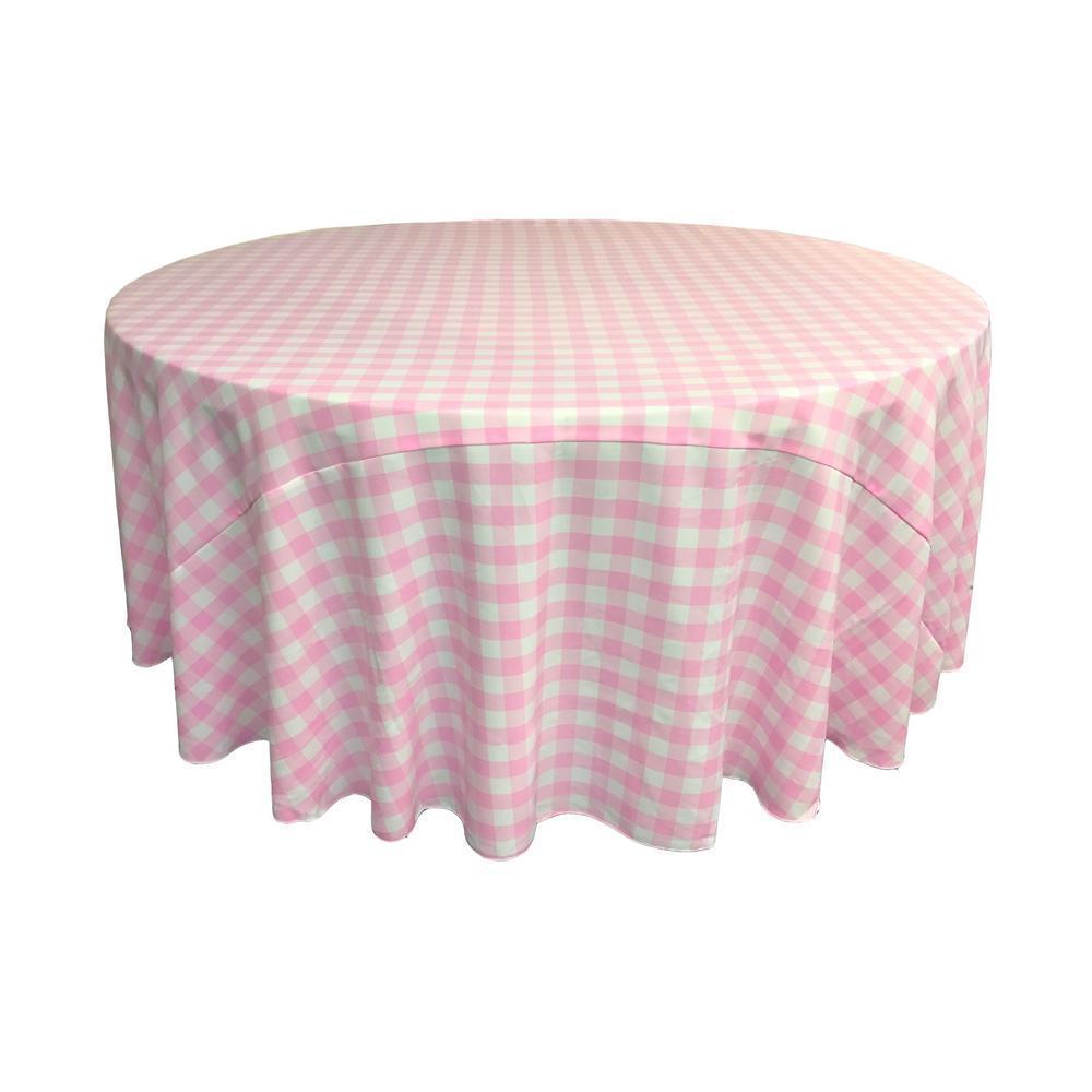 LA Linen Polyester Checkered Round Tablecloth 132 Inches FabricICEFABRICICE FABRICSPink1LA Linen Polyester Checkered Round Tablecloth 132 Inches Fabric ICEFABRIC Pink