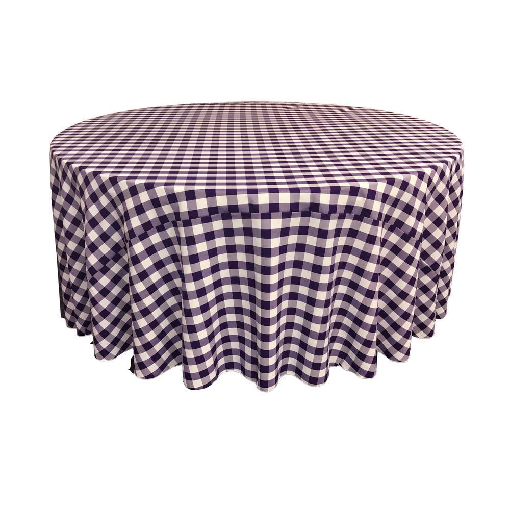 LA Linen Polyester Checkered Round Tablecloth 132 Inches FabricICEFABRICICE FABRICSPurple1LA Linen Polyester Checkered Round Tablecloth 132 Inches Fabric ICEFABRIC Purple