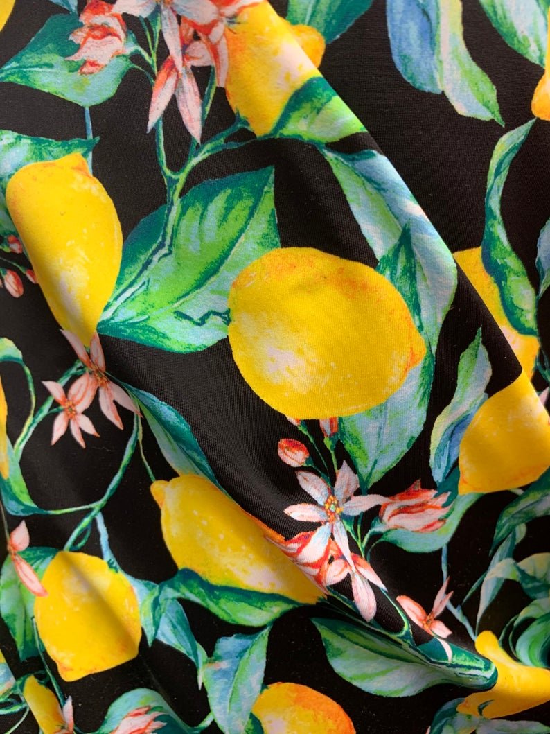 Lemon Print Poly Spandex Swimsuit Fabric By The yardSpandex FabricICEFABRICICE FABRICSLemon Print Poly Spandex Swimsuit Fabric By The yard ICEFABRIC