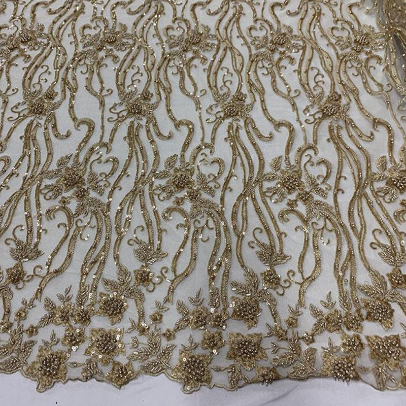 Light Gold Beaded Fabric Luxury Fabric Embroidery Fabric Fashion FabricICEFABRICICE FABRICSLight Gold Beaded Fabric Luxury Fabric Embroidery Fabric Fashion Fabric ICEFABRIC