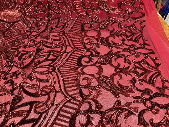 London Design 4 WAY Stretch Sequins Fabric SpandexICEFABRICICE FABRICSBurgundyLondon Design 4 WAY Stretch Sequins Fabric Spandex ICEFABRIC Burgundy