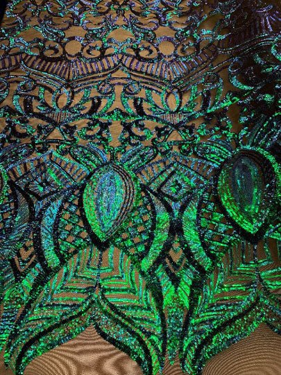 London Design 4 WAY Stretch Sequins Fabric SpandexICEFABRICICE FABRICSGreen IridescentLondon Design 4 WAY Stretch Sequins Fabric Spandex ICEFABRIC Green Iridescent