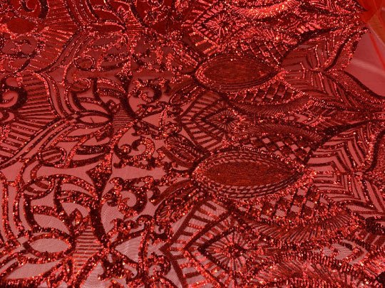 London Design 4 WAY Stretch Sequins Fabric SpandexICEFABRICICE FABRICSRedLondon Design 4 WAY Stretch Sequins Fabric Spandex ICEFABRIC Red