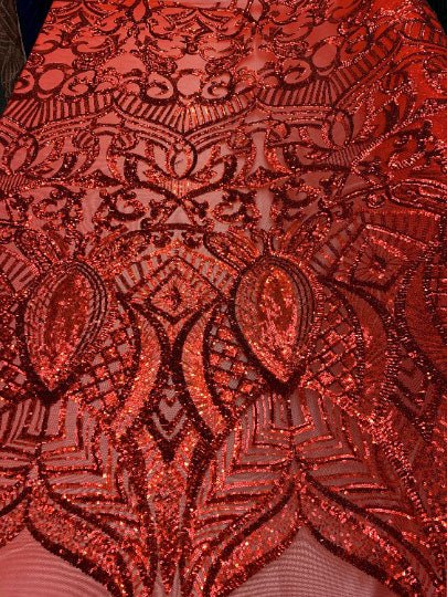 London Design 4 WAY Stretch Sequins Fabric SpandexICEFABRICICE FABRICSRedLondon Design 4 WAY Stretch Sequins Fabric Spandex ICEFABRIC Red