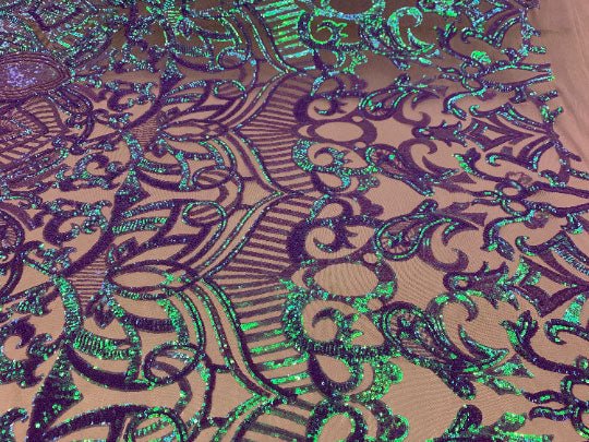 London Design 4 WAY Stretch Sequins Fabric SpandexICEFABRICICE FABRICSLavender Green IridescentLondon Design 4 WAY Stretch Sequins Fabric Spandex ICEFABRIC Lavender Green Iridescent