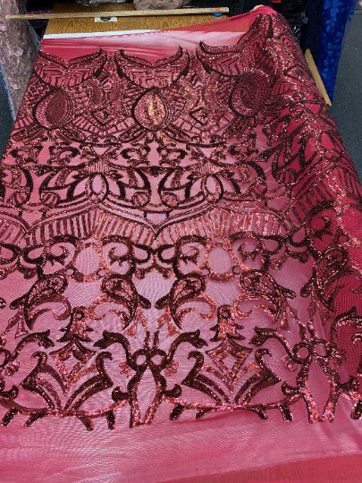 London Design 4 WAY Stretch Sequins Fabric SpandexICEFABRICICE FABRICSBurgundyLondon Design 4 WAY Stretch Sequins Fabric Spandex ICEFABRIC Burgundy