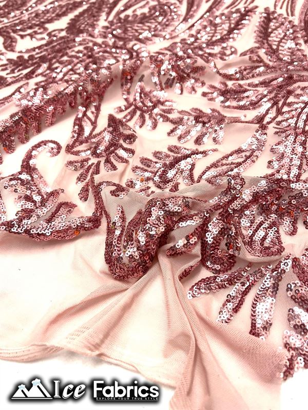 Loyalty Sequin Fabric Embroidery Lace on 4 Way Stretch MeshICE FABRICSICE FABRICSBy The Yard (56" Wide)Dusty RoseLoyalty Sequin Fabric Embroidery Lace on 4 Way Stretch Mesh ICE FABRICS Dusty Rose